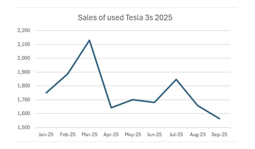 Sales of used Tesla 3s plummet in 2025